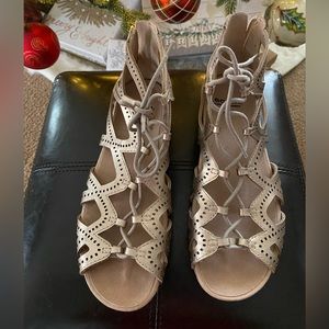 Earth metallic gladiator sandal